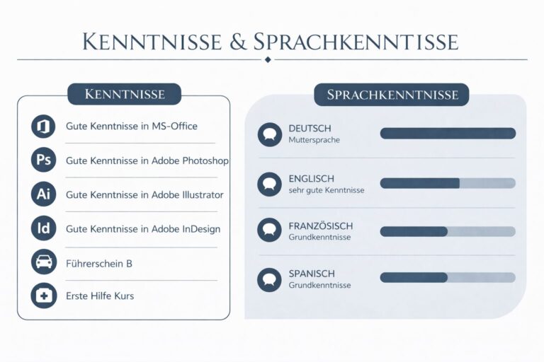Kenntnisse und Sprachkenntnisse, mithilfe von ChatGPT